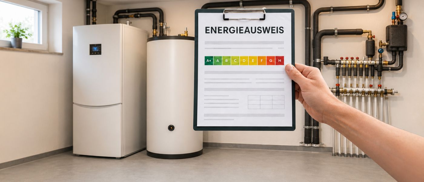 Symbolbild Heizungssystem im Keller mit Energieausweis